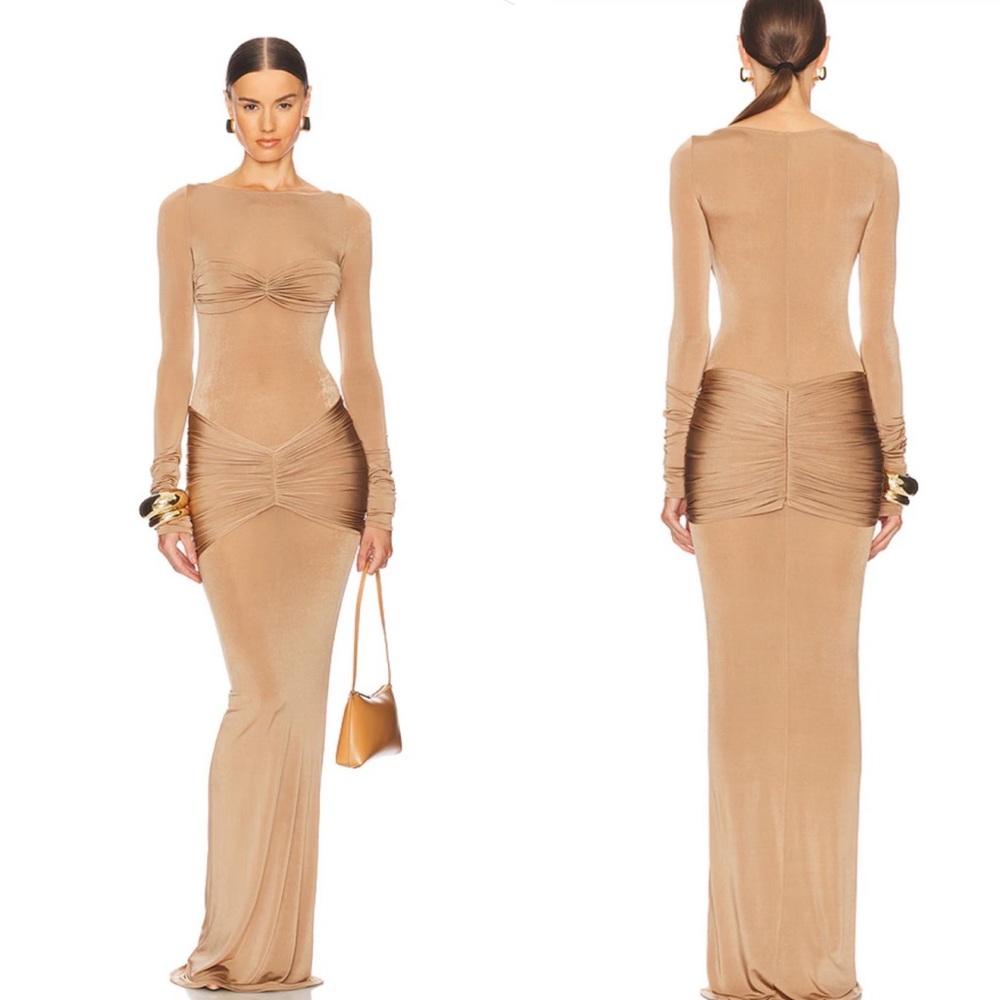 Helsa Josephine Dress long sleeve maxi truffle